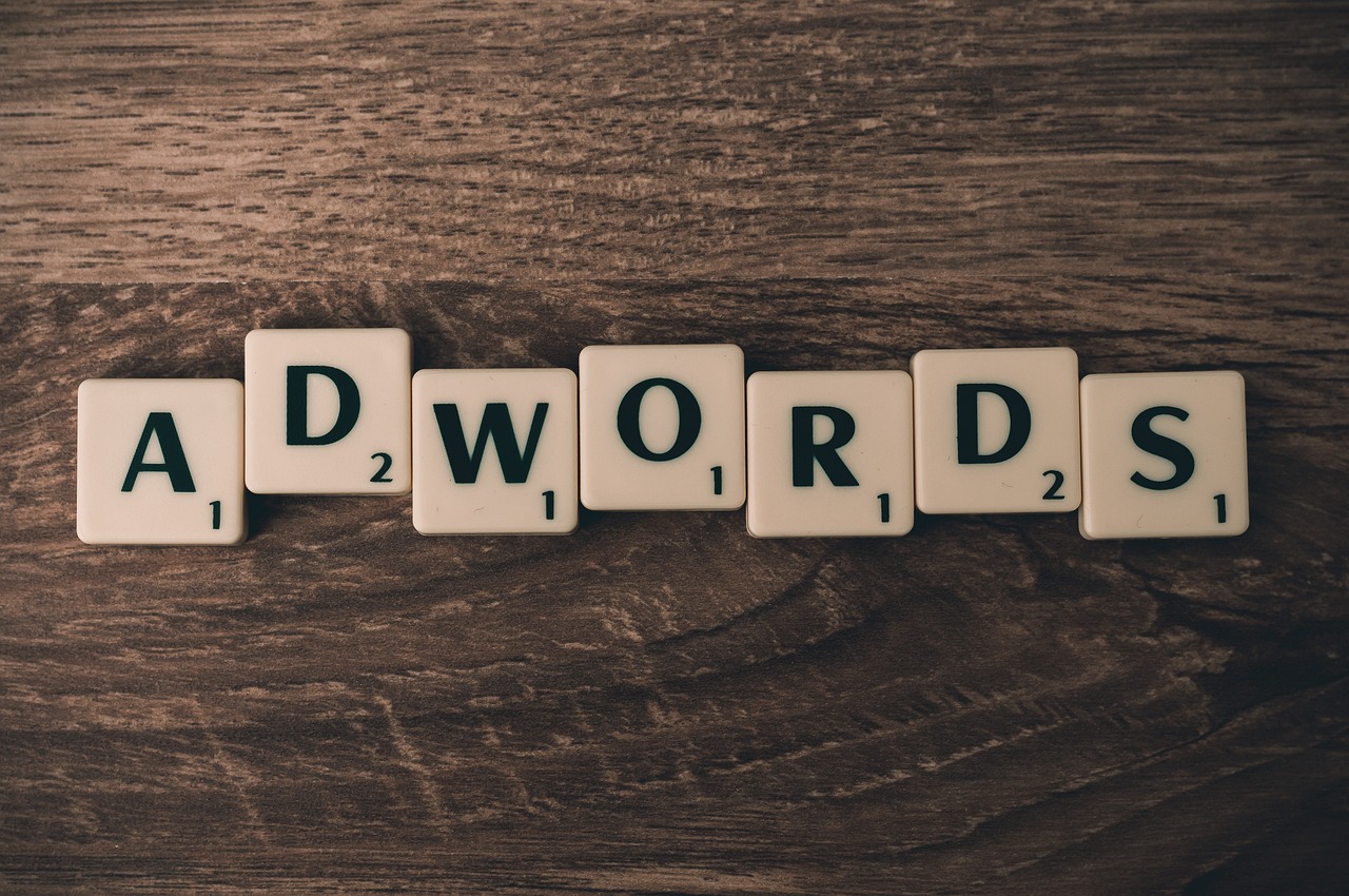 Scrabble letters spelling out adwords which is a solid way to boost blog traffic through paid advertising!